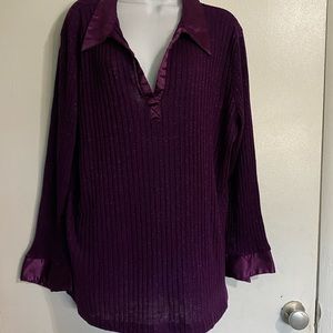 Jaclyn Smith purple glitter womens sweater top size 3x